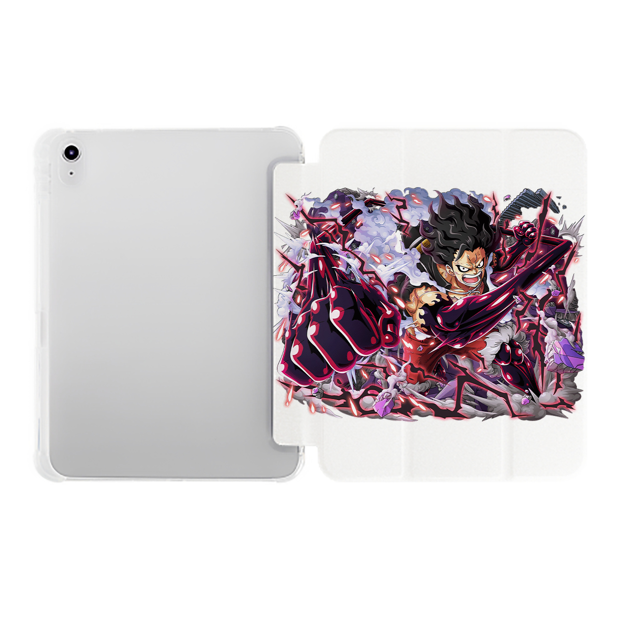 （画像用） ワンピース モンキー・D・ルフィ ONE PIECE Monkey D. Luffy IPad ケース ペン収納付き 三つ折りスタンド PUレザー×シリコン 対応機種9.5/10.5/10.9インチ